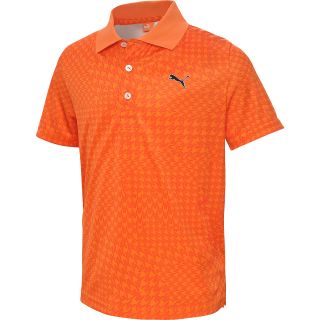 PUMA Boys New Wave Camo Short Sleeve Golf Polo   Size Small, Orange