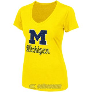 COLOSSEUM Womens Michigan Wolverines Vegas V Neck T Shirt   Size Xl, Yellow