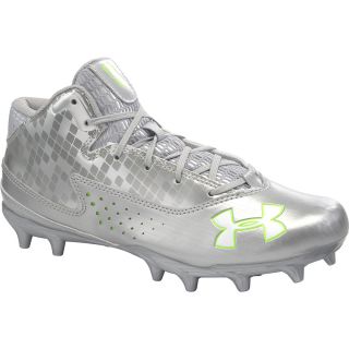 UNDER ARMOUR Mens Ripshot Mid MC Lacrosse Cleats   Size 11, Silver/green
