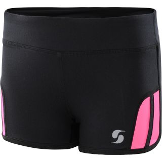 SOFFE Girls Run Shorts   Size Large, Black/neon