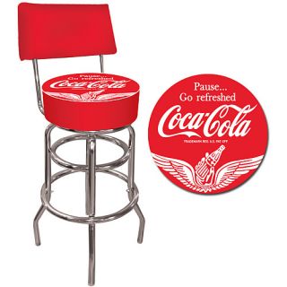 Trademark Global Coca Cola Pub Stool with Back   Wings Design (COKE 1100 V15)