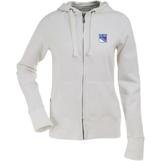 Antigua Womens New York Rangers Signature Hooded White Full Zip Sweatshirt  