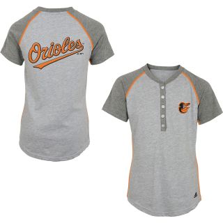 adidas Youth Baltimore Orioles Base Hit Henley Short Sleeve T Shirt   Size