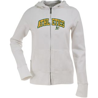 Antigua Womens Oakland Athletics Signature Hood Applique White Full Zip