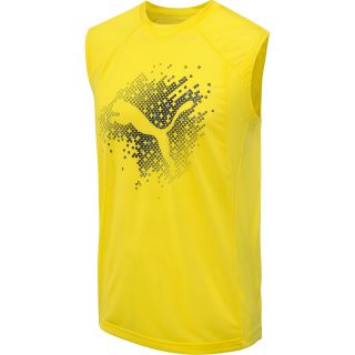 PUMA Mens CR Graphic Logo Sleeveless T Shirt   Size Small, Yellow/navy