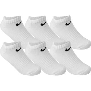 NIKE Boys Performance No Show Socks, 6 Pack   Size Small, White/black