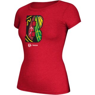 REEBOK Womens Chicago Blackhawks B 4 Logo Short Sleeve T Shirt   Size Medium,