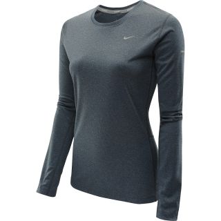 NIKE Womens Miler Long Sleeve Running Top   Size Large, Armory Navy/pure