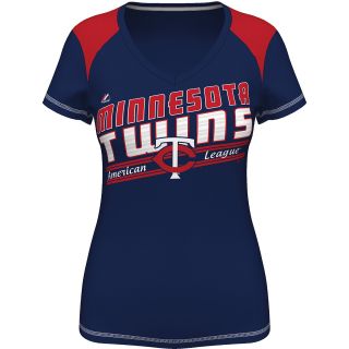 MAJESTIC ATHLETIC Womens Minnesota Twins Superior Speed V Neck T Shirt   Size