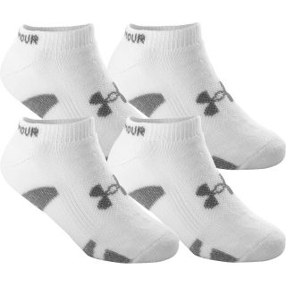 UNDER ARMOUR Youth HeatGear Training No Show Socks, 4 Pack   Size Small, White