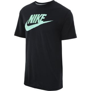 NIKE Mens Brushed Futura Short Sleeve T Shirt   Size Large, Black/green
