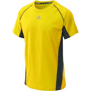 adidas Mens TechFit Fitted Short Sleeve Top   Size Large, Yellow/onix