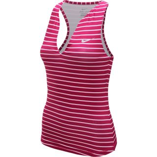 NIKE Womens Stripe Pure Tennis Tank   Size XS/Extra Small, Red Violet/silver