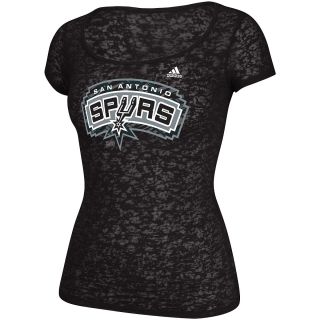 adidas Womens San Antonio Spurs Pattern Logo Scoop Neck T Shirt   Size Large,