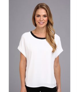 Calvin Klein Crew Neck Dolman Tee Womens Short Sleeve Pullover (White)
