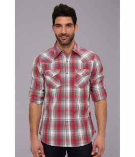 Stetson Super Plaid Flat Weave w/ Dobby 9069 Mens Long Sleeve Button Up (Red)