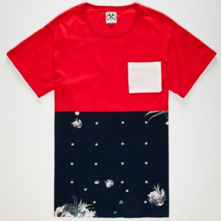 Floral Star Mens Pocket Tee Red In Sizes X Large, Medium, Large, Xx Large