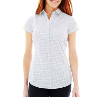 Worthington Essential Short Sleeve Shirt, Black/White