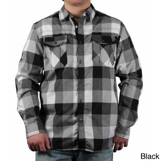 Mo7 Mo7 Mens Roll Sleeve Plaid Button down Shirt Black Size M