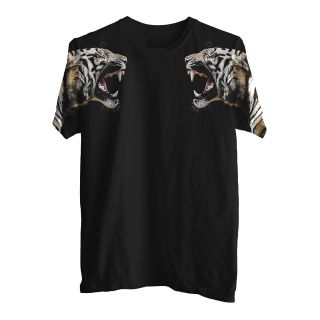 Roar Tiger Sleeve Tee, Black, Mens