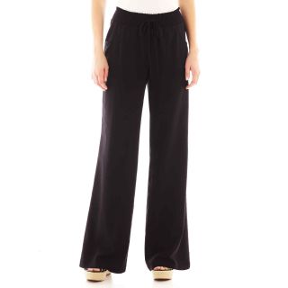 By & By Smocked Waist Linen Pants, Black, Womens