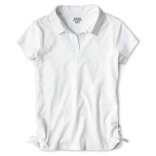 Izod Short Sleeve Johnny Collar Polo Shirt   Girls 4 18 and Girls Plus, White,