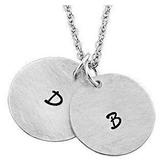 Sterling Silver Couple's Engraved Initial Discs Pendant Jewelry