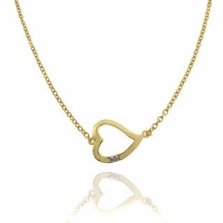 Finesque 18k Gold over Sterling Silver Diamond Accent Heart Necklace Finesque Diamond Necklaces