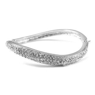 Glamorousky Elegant Bangle with Silver Swarovski Element Crystal (547) Bangle Bracelets Jewelry