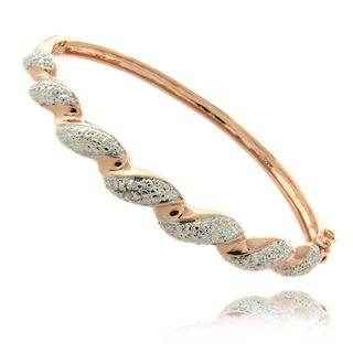 Finesque Rose Gold Overlay Diamond Accent Twist Bangle Bracelet Finesque Diamond Bracelets