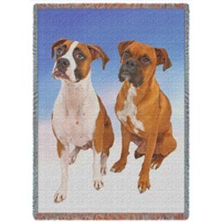 2 Boxers Dog Woven Throw Blanket 54 x 60  