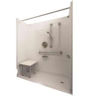 Ella Deluxe 31 in. x 60 in. x 77 1/2 in. 5 Piece Barrier Free Roll In Shower System in White with Right Drain 6030 BF 5P 1.0 R WH DLX