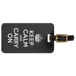 Black Keep Calm and Carry On Luggage Tag