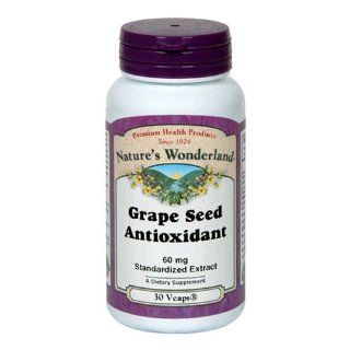 Nature's Wonderland Grape Seed Antioxidant Supplement Capsules, 60 mg, 30 Count Bottles (Pack of 3) Health & Personal Care