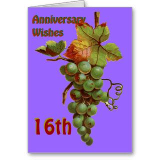 16th Anniversary wishes, customiseable Cards