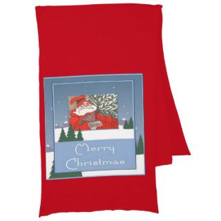 Merry Christmas Santa with Christmas Pudding Scarf Wrap