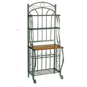 68 in. x 16 in. x 27.25 in. Pewter Bakers Rack with Wine Rack 063PW
