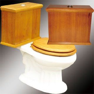 Toilets White Vitreous China, Lowboy Flat Panel Elongated White Light Oak Finish   Toilets Bidets