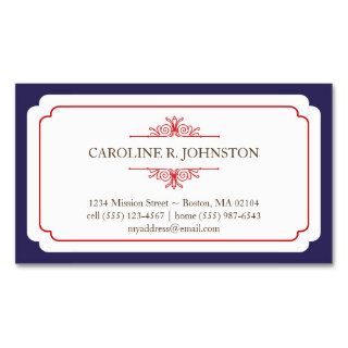 Simple grace solid navy frame personal calling business cards