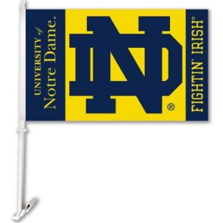 BSI Products NCAA 11 in. x 18 in. Notre Dame 2 Sided Car Flag with 1 1/2 ft. Plastic Flagpole (Set of 2) 97036