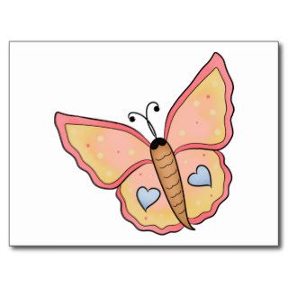 Pretty Butterfly with Blue Hearts Postcard
