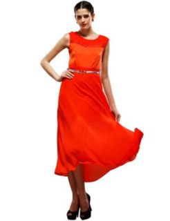 Maxchic Women's Sleevless High Waist Sateen Bodice Chiffon Maxi Dress C07294G13M