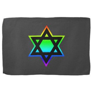 Rainbow Star of David Kitchen Towels