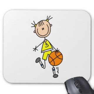 Girl Dribbling Basketball Tshirts and Gifts Mousepads