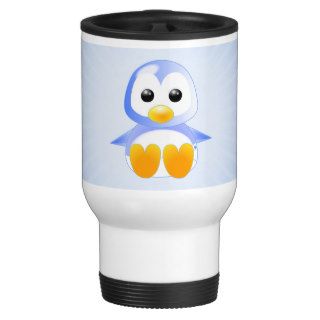 Cute Cartoon Baby Penguin in Blue Mug