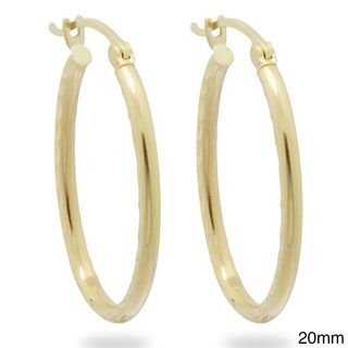 Gioelli 14k Yellow Gold Diamond cut Oval shaped Hoop Earrings Gold Earrings