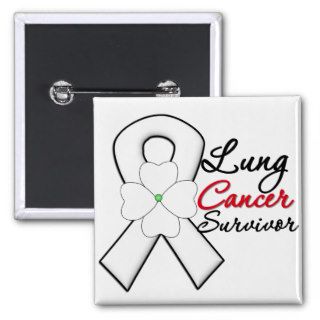 Lung Cancer Survivor Flower Ribbon Pins