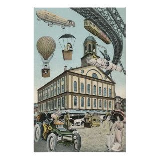 Vintage Steampunk Science Fiction Victorian City Posters