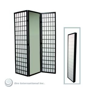 Home Decorators Collection 3 Panel Wood Room Divider with Mirror N1026 3 BLACK