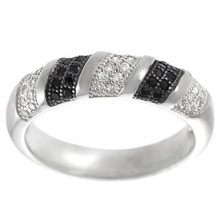 Tressa Two tone Sterling Silver Pave set Black and White Cubic Zirconia Ring Tressa Cubic Zirconia Rings